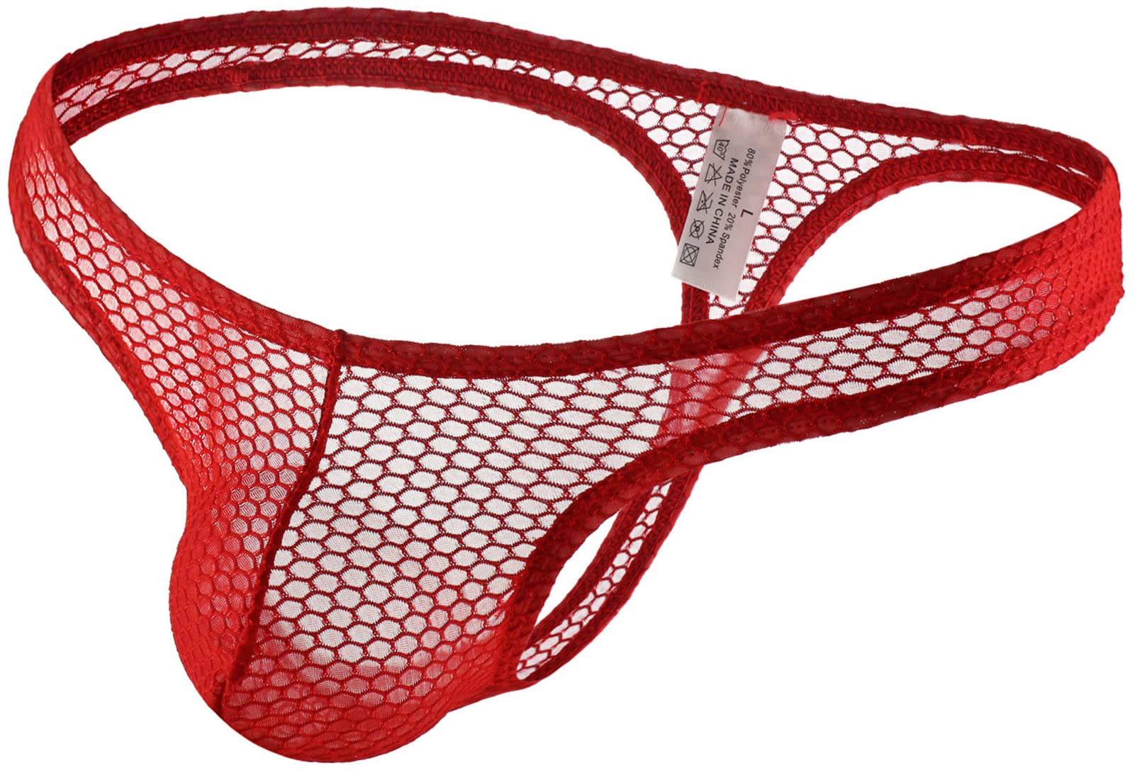 Faringoto Men's Mesh Thongs See-Through G-String Red