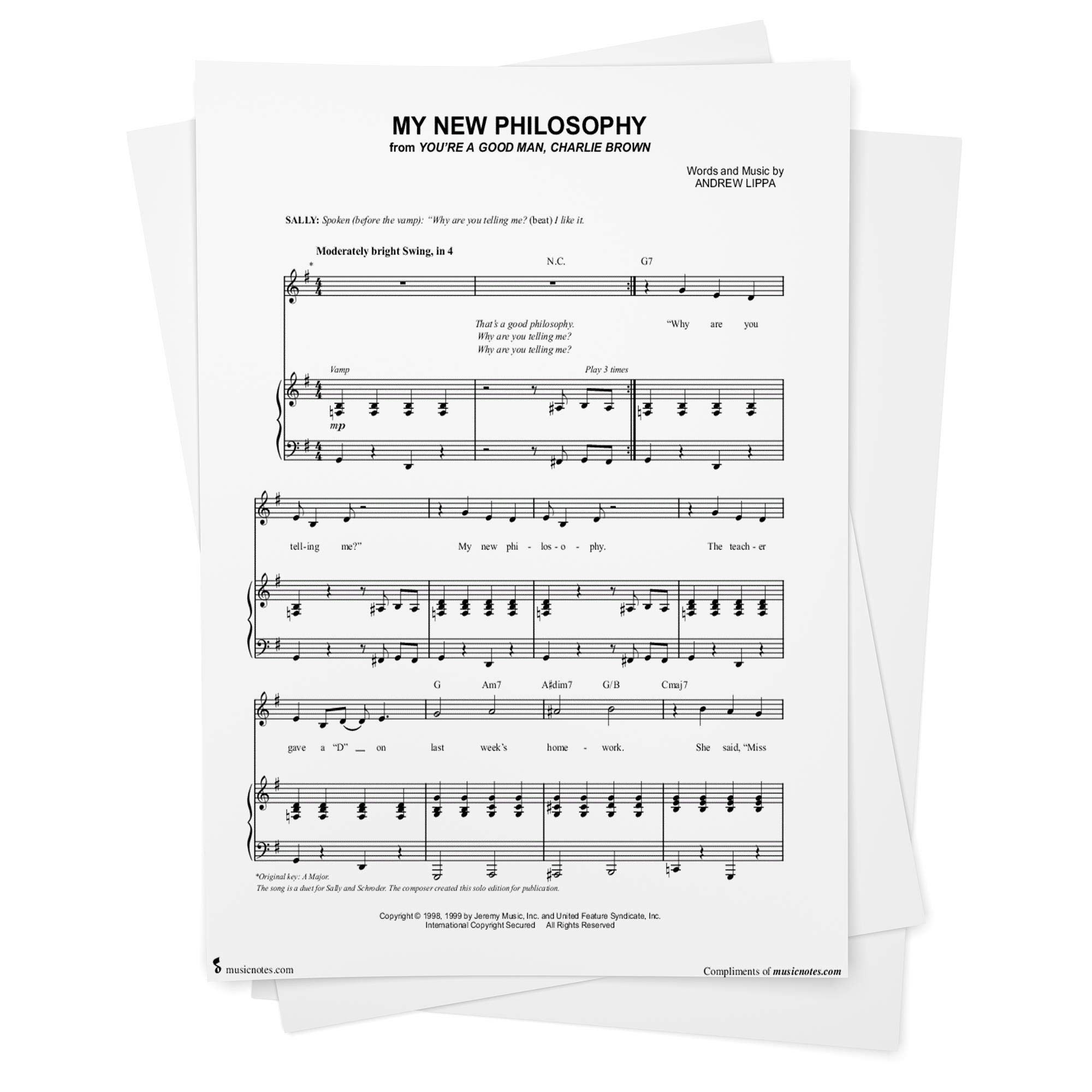 My New Philosophy Sheet Music From You Re A Good Man Charlie Brown Piano Vocal Chords Singer Pro From Musicnotes You Re A Good Man Charlie Brown Andrew Lippa Amazon Com Books
