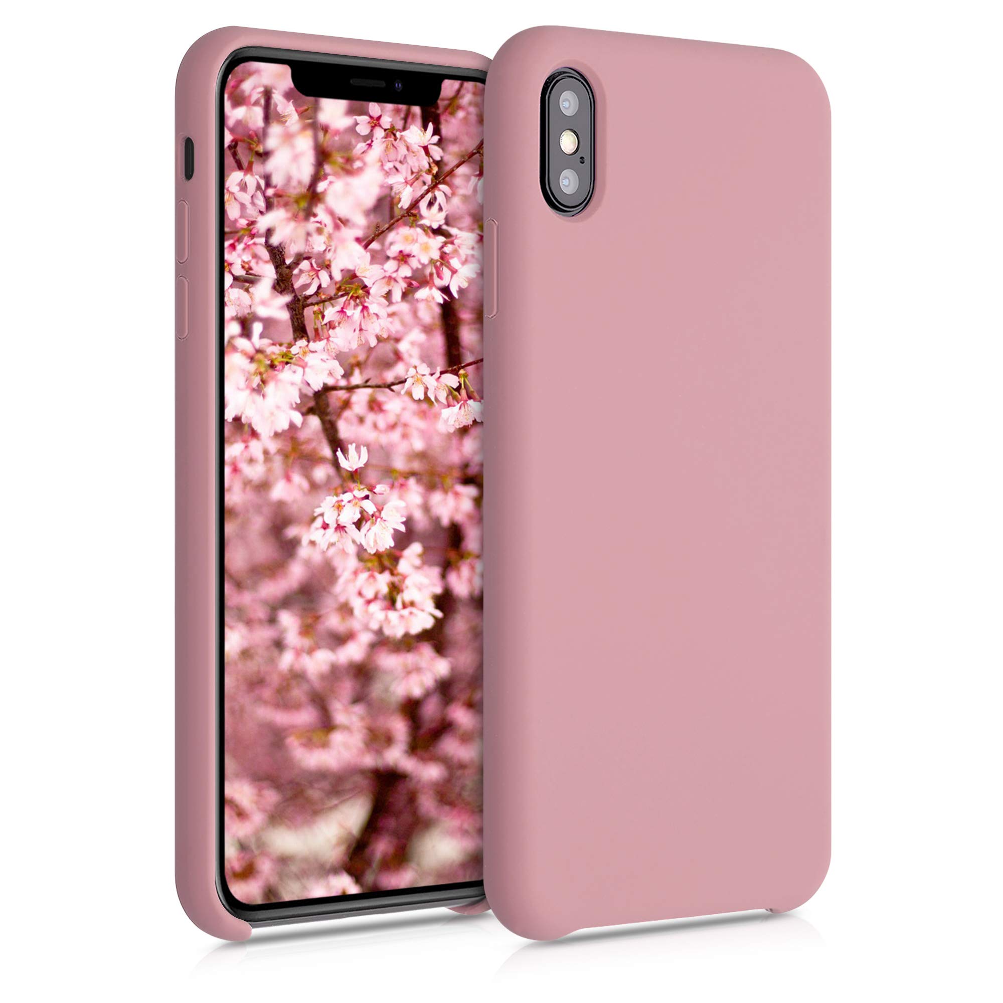 kwmobile Case for Apple iPhone XS Max Case - Soft Cover - Shockproof Silicone - Wireless Charging Winter Rose
