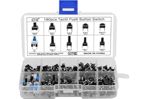 OCR 180Pcs Tactile Push Button Switch 10 Values 6x6mm Micro Momentary Tact Button Switches Assortment Kit