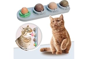 Dsumky Catnip Ball for Cats,Edible Toys,Silvervine Lick Safe Balls,Natural Dental Cleaning Toy for Healthy Playtime, 4 Pcs,Indoor Walls That Excite Cats (Grey)
