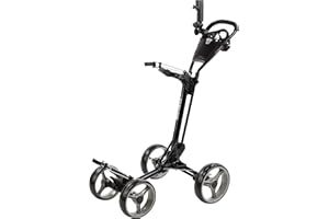 Qwik-Fold Folding Golf Push Cart 4 Wheel with Foot Brake – 1-Second Open & Close Golf Bag Cart, Adjustable Handle, Ball-Bearing Wheels, Lightweight Aluminum Frame, Umbrella Holder Included