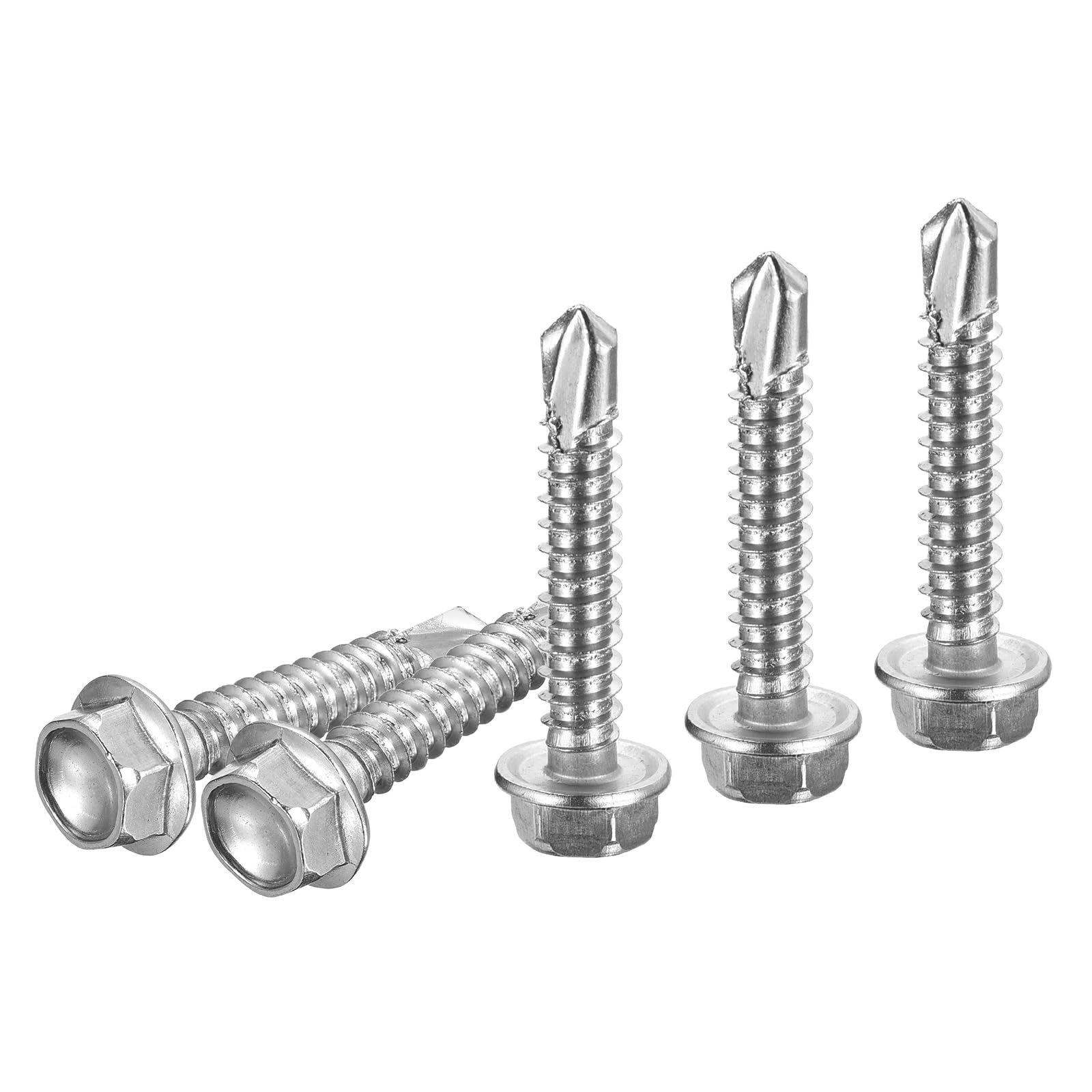 DTGN #14x1-1/2" Hex Washer Head Self Drilling Screws - 100Pack - Good for Machine - 410 Stainless Steel - Self Tapping Sheet Metal Screws — image 1