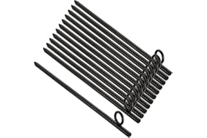 ZOOFOX 12 Pack 17 Inch Black Ground Anchor, Heavy Duty Steel Rebar Stakes with Loop, Reusable Tent Stakes for Outdoor Camping