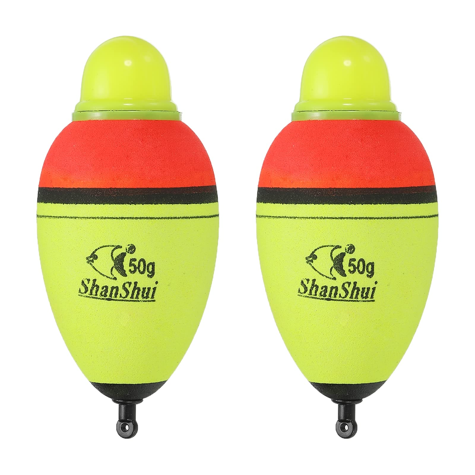 PATIKIL 0.18oz Lighted Fishing Slip Bobbers, 2 Pack EVA Light Up Fishing Float for Night Fishing, Yellow