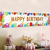 Birthday Banner Happy Birthday Sign Huge Balloon Banner Decorations Supplies Colorful Fence Outdoor Giant Sign Photo Prop Backdrop Outside Decoration 6 Feet