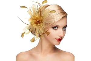 dressfan Fascinator Hat Headpiece Womens 20s Vintage Wedding Hair Accessories for Derby/Wedding/Cocktail/Tea Party