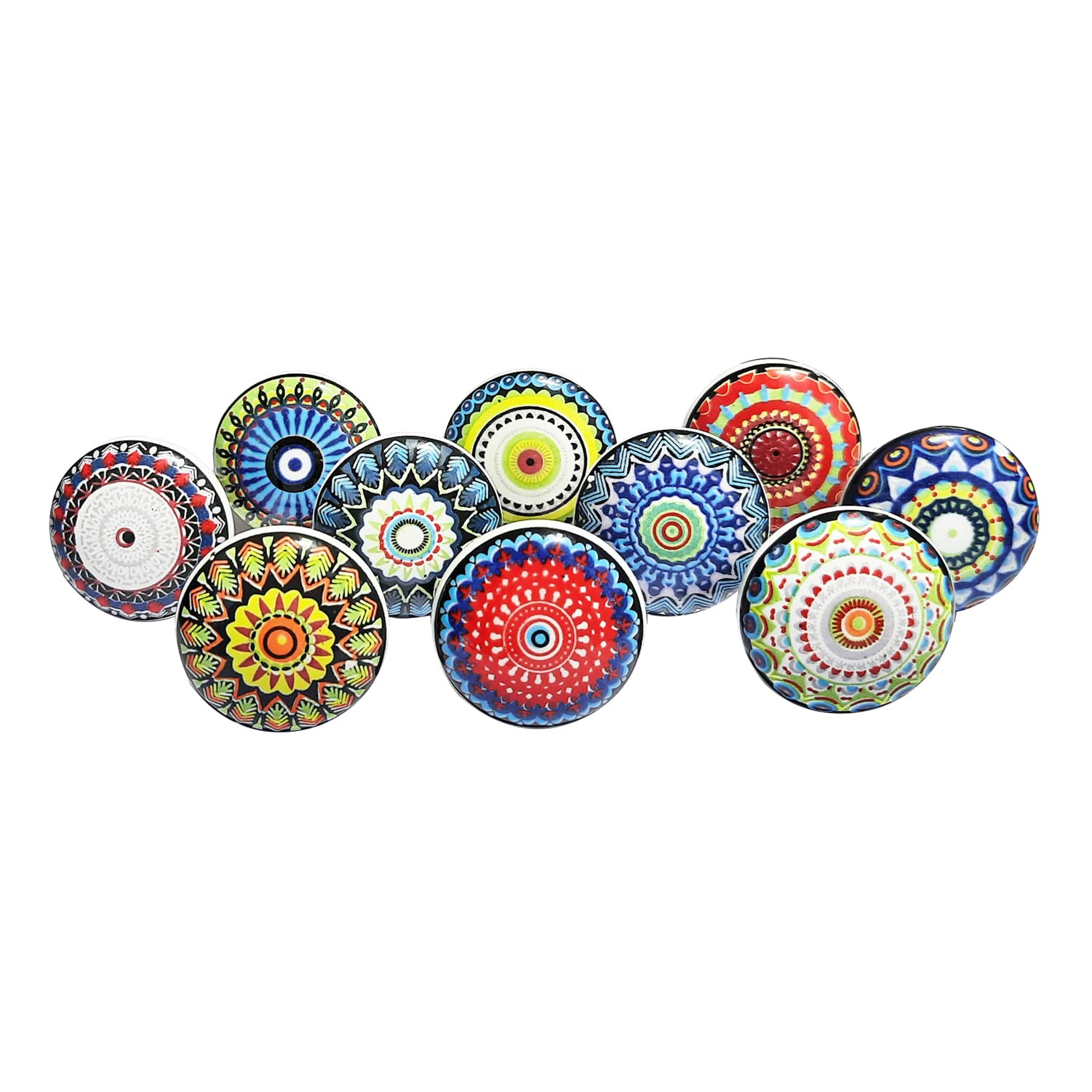 Royal Kraft Vintage Multicolor Printed Ceramic Pull Knobs for Kitchen Cabinet, Door & Drawer, Wardrobe, Cupboard (10 Designs x 2 pcs = 20 knobs) Sknob007_20 — image 1