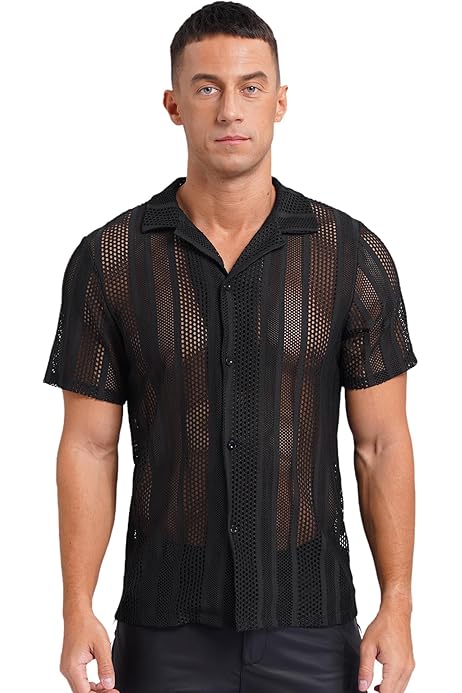 fishnet button up shirt