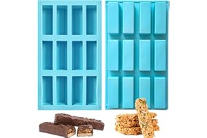 Granola Bar Mold, Set of 2, 24-Cavity Rectangle Silicone Candy Bar Mold, Chocolate Bar Mold Deep for Baking Energy Bar Protei