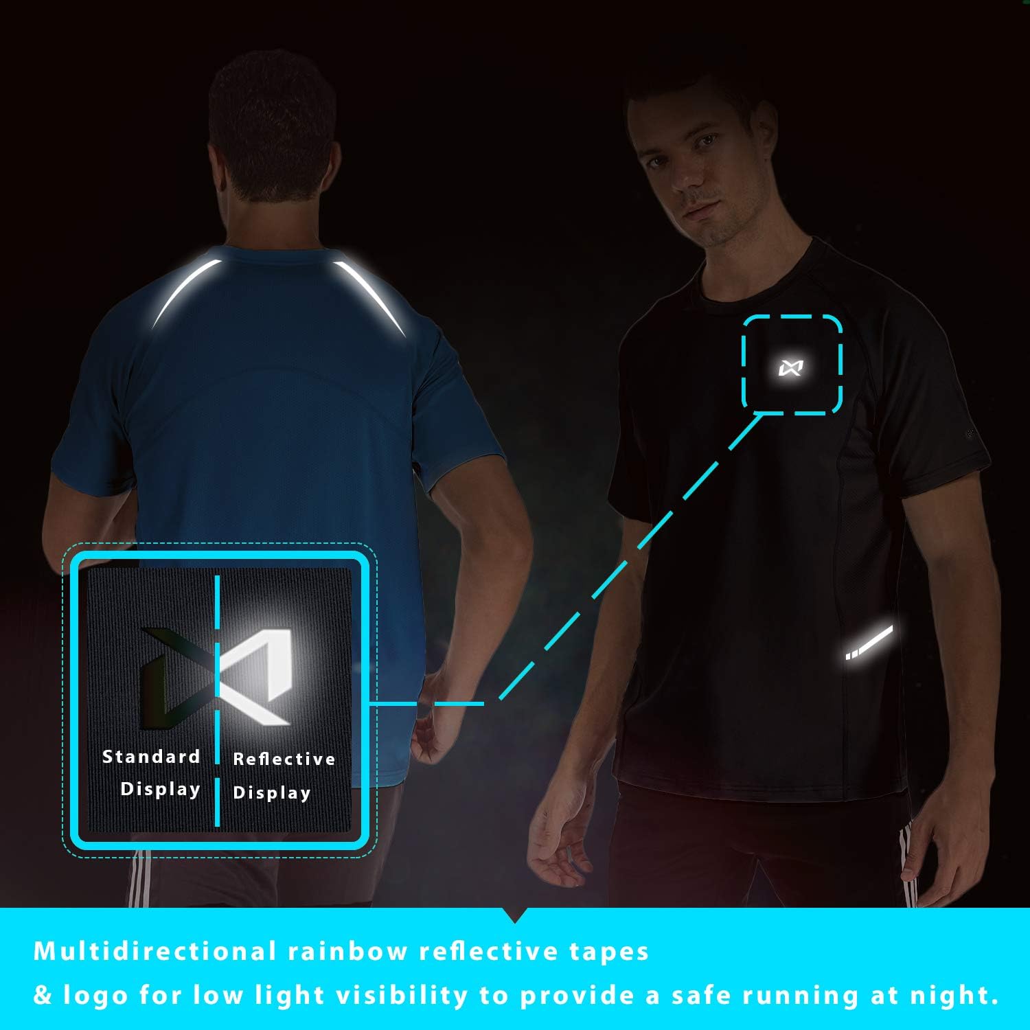 Men Dry-Fit Running Workout T-Shirt Short Sleeve Athletic Gym Training Tee for Men: Clothing