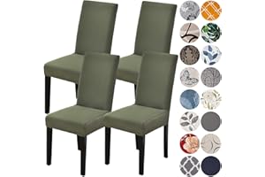 HZDHCLH Chair Covers for Dining Room Set of 4,Stretch Spandex Green Parsons Chair Slipcover 4 Pack,Washable Anti-dust Chair Seat Cover for Kitchen,Wedding,Party