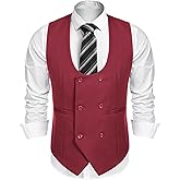 COOFANDY Men's Suit Vest Slim Fit Double Breasted Dress Vest Casual Business Formal Waistcoat