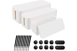 [Set of 3] Cable Management Boxes Organizer, System to Cover and Hide & Power Strips & Cords,Large Storage Wires Keeper Holde
