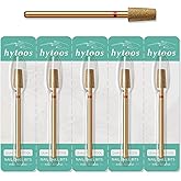 HYTOOS 5mm Large Tapered Cuticle Clean Nail Drill Bits, 5Pcs/Set Titanium Russian Diamond Nail Bit Professional Safety Under 