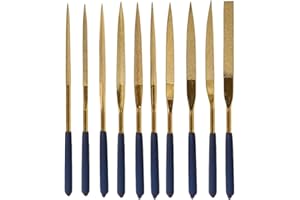 Yakamoz 10Pcs 5x180mm Titanium Coated Small Diamond Needle File Set Mini Round Triangular Square Flat Shape Metal Riffler Fil
