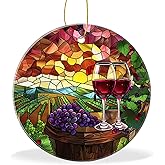 Funny Ornament Hanging Christmas Tree Ornaments,Stained Glass Style Wine,Holiday Keepsake for Xmas Tree Decoration