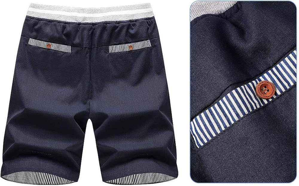 LTIFONE Mens Shorts Casual Regular Fit 9" Inseam, Cotton, Drawstring, Summer Beach Shorts, Skate with Elastic Waist and Pockets at  Men’s Clothing store