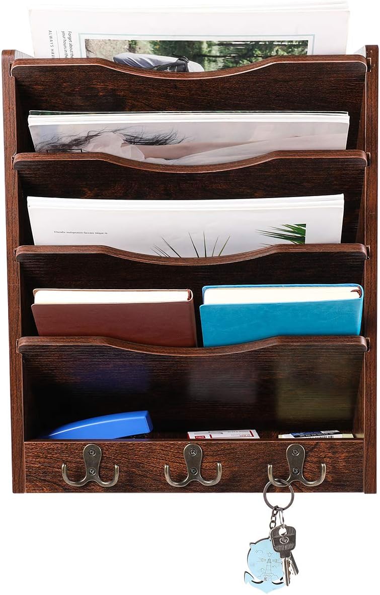Zeitschriften PAG 5-stöckiger Holz-Hängemappen-Organizer für