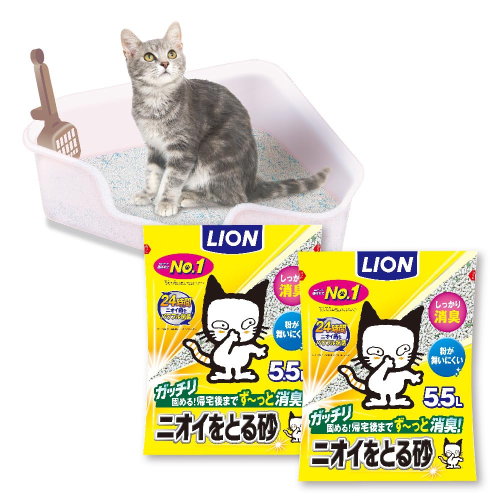 LION ニオイをとる砂 コンパクトコーナー型猫トイレ ニオイをとる砂 無香料 5.5L 2袋 セット ライオンの商品画像