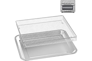 SETTLEDOWN Stainless Steel Air Fryer Basket and Tray, Compatible with Cuisinart Airfryer TOA-060 and TOA-065, Stainless Steel Baking Pan (with Cuisinart Airfryer TOA 60 and TOA 65)