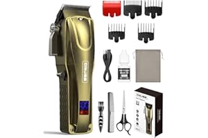 GinJee Hair Clippers for Men, Cordless & Corded Barber Clipper with 5Hrs Runtime, 7000RPM Rotary Motor & LED Display, Waterpr