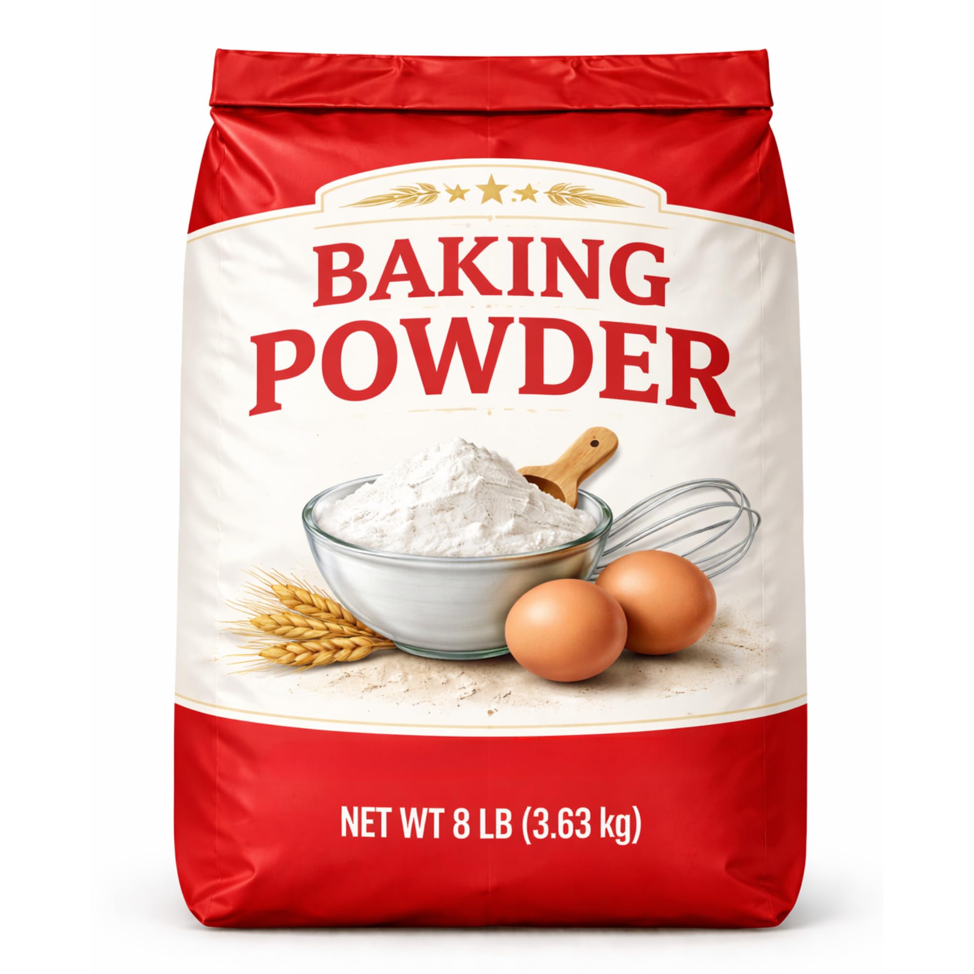 Baking Powder, 8 pound No added Aluminum, Corn Starch Free, gluten free. Made in our USA allergen free facility. Premium leavening agent. Image