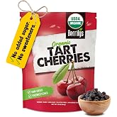 Berrilys Organic Dried Tart Cherries &ndash; Sun-Dried - Natural Flavor - Pitted Cherries for Healthy Snacking - Packed with Nutrients - Ideal for Smoothies, Baked Goods, or Treats - Resealable Bag - 10 Oz
