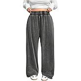 RoseSeek Women's Washed Sweatpants Elastic Waisted Loose Athletic Pants Streetwear Trousers