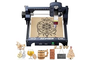 ACMER S1 Laser Engraver, 2500mW Laser Engraver Machine Higher Accuracy Wood Cutter and Engraving Machine with Working Area 130x130mm,0.04mm Laser Spot for Wood Acrylic Metal Glass
