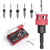 8 PCS Countersink Drill Bit Set with Depth Stop Collar for Woodworking | Two-Flute TCT Tapered HSS Drill Bits,82&deg;Counter Bore with L Shape Wrench,5 Size Options,for Wood Plywood Plastic