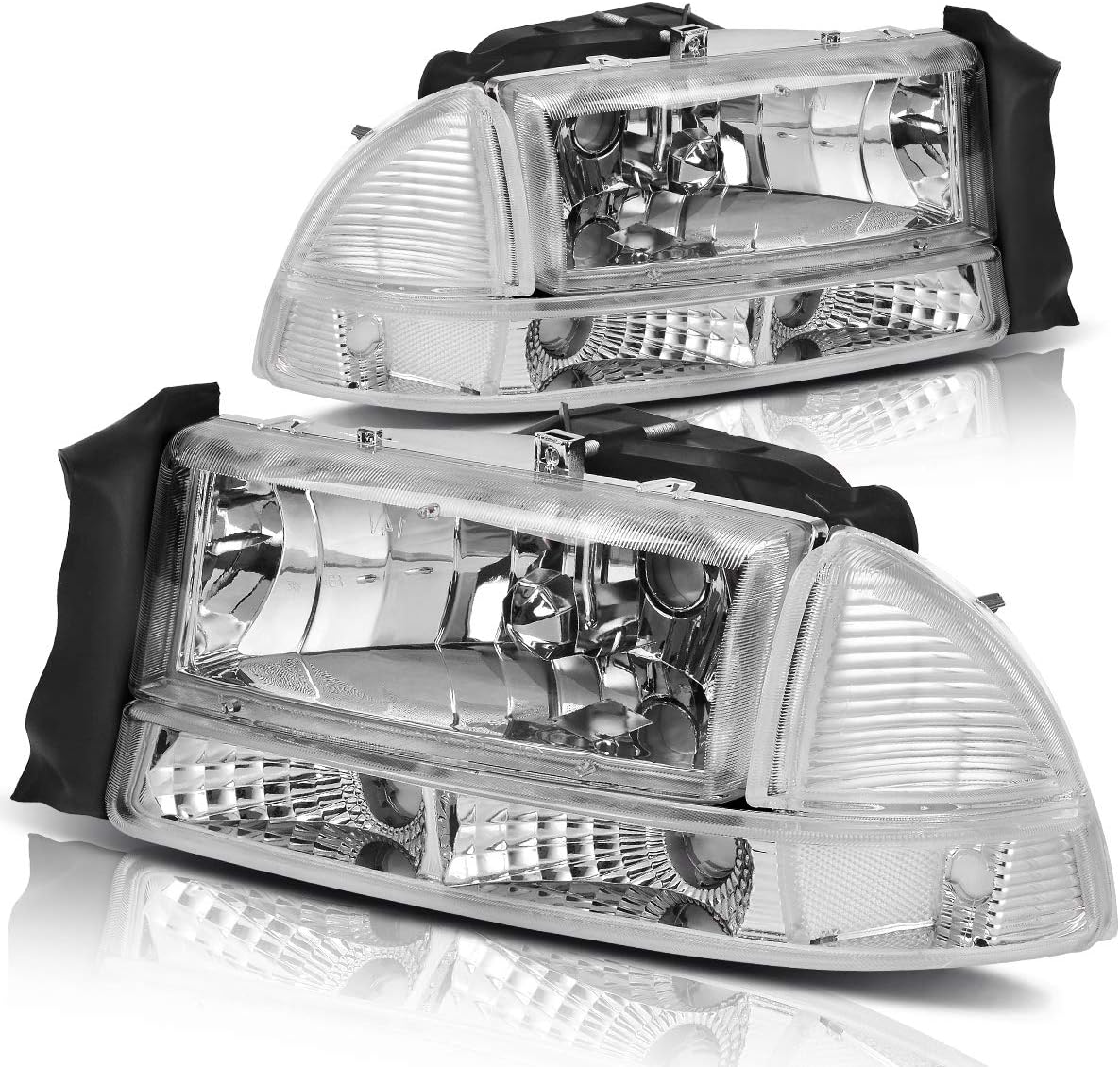 Amazon Com Dwvo Compatible With 1997 2004 Dodge Dakota 1998 2003 Dodge Durango Headlight Assembly Headlamp Replacement With Park Signal Lamp Crystal Housing Automotive
