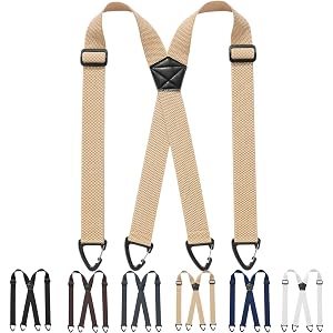 Men's X-Back Suspenders with Hook Clips, Clip-on Suspenders for Men | 2027 New 1.5 Inches Wide Adjustable Men's Work Suspende