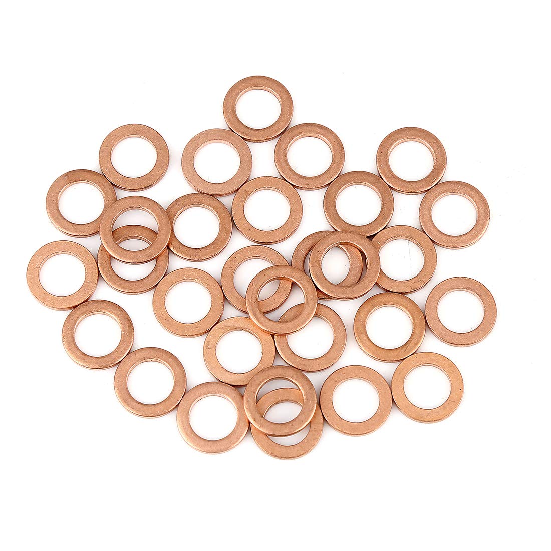 X AUTOHAUX Copper Washer Flat Sealing Gasket Ring for Car 8 x 12 x 1.5mm 30pcs