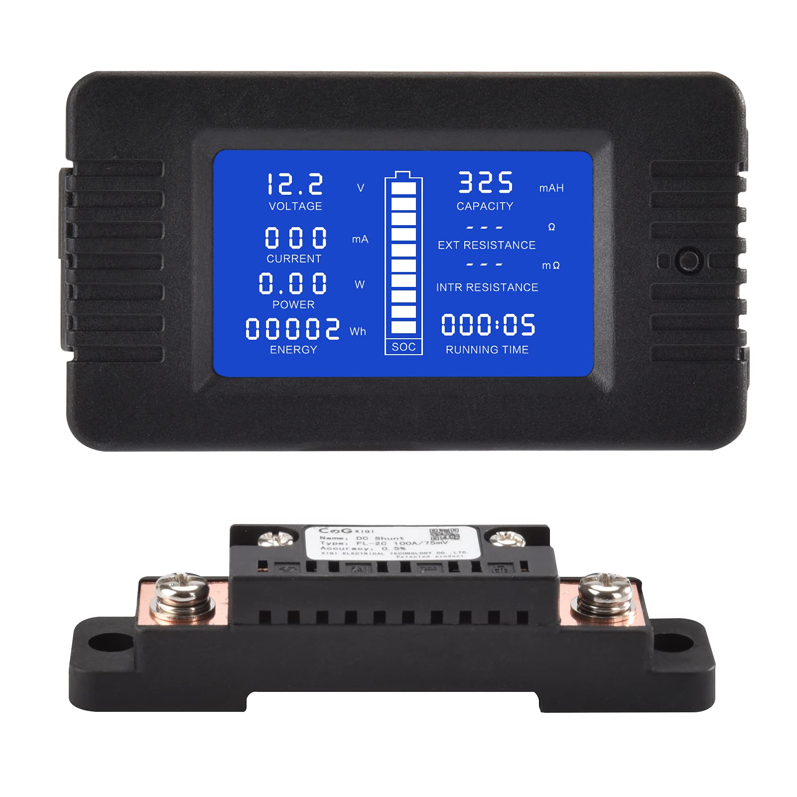 Photo 1 of CGELE DC Multifunction Battery Monitor Meter with Shunt,0-200V,0-100A, LCD Display Digital Current Multimeter Voltmeter Ammeter for Cars RV Solar,Widely Applied to 12V/24V/48V RV/Car Battery…