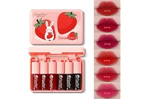LINGYUN 6 Colors Water Tint Lip Stain Set Plumping Mini Liquid Lipstick Moisturizing Lip Oil Tinted Lip Stain Long Lasting Non-Sticky Lip Plumping Set for Women Daily Lip Makeup