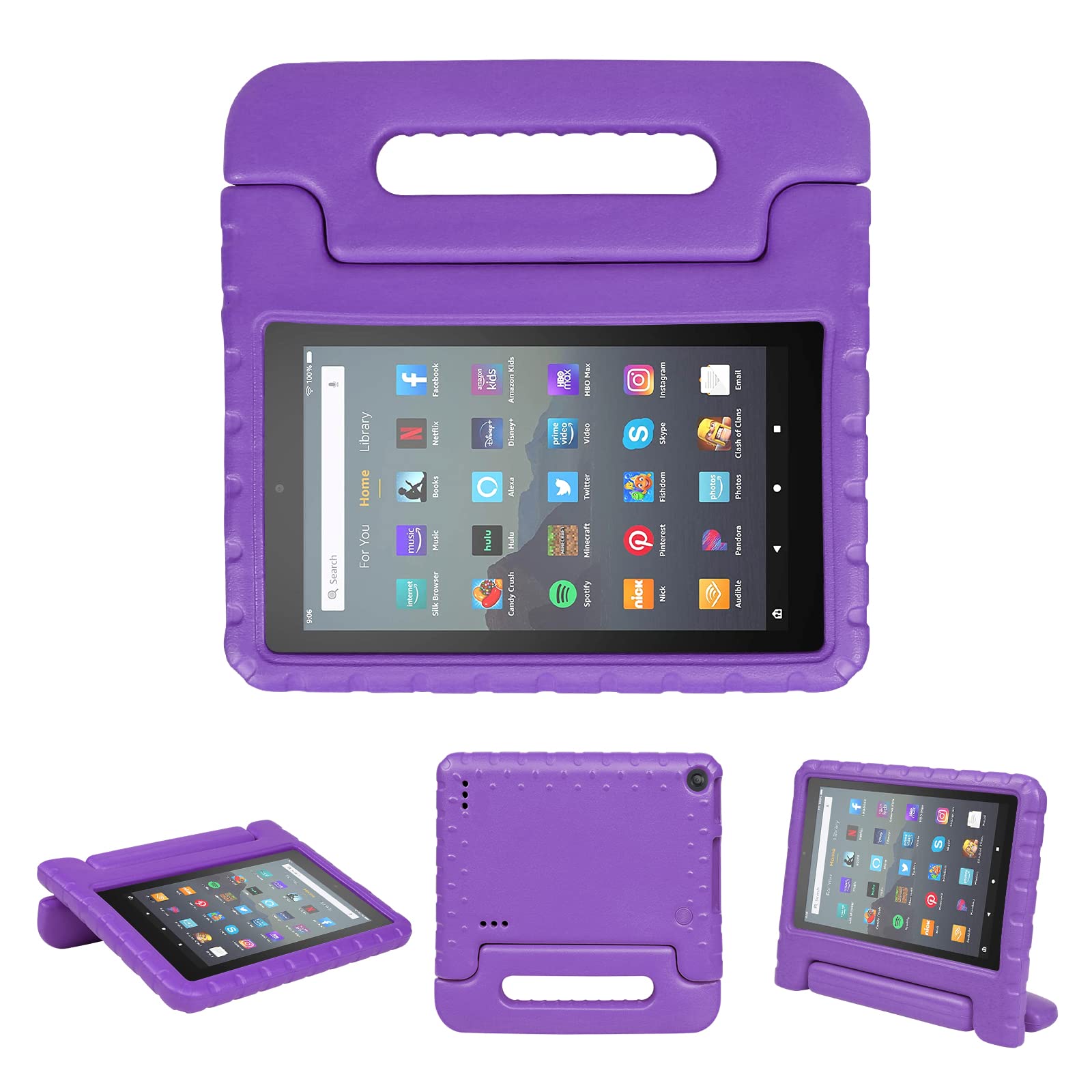 Photo 1 of Kids Case for Fire 7 Inch Tablet 9th/7th/5th Generation Tablet (2019/2017/2015 Release) Kid-Proof & Shockproof Case Sturdy Soft Durable EVA Protective Cover with Convenient Handle, Purple