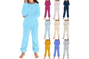 Fleece Lounge Set for Girls 2 Piece Sherpa Fuzzy Fluffy Sweater Pants Outfits Teen Kids Winter Warm Comfy Clothes