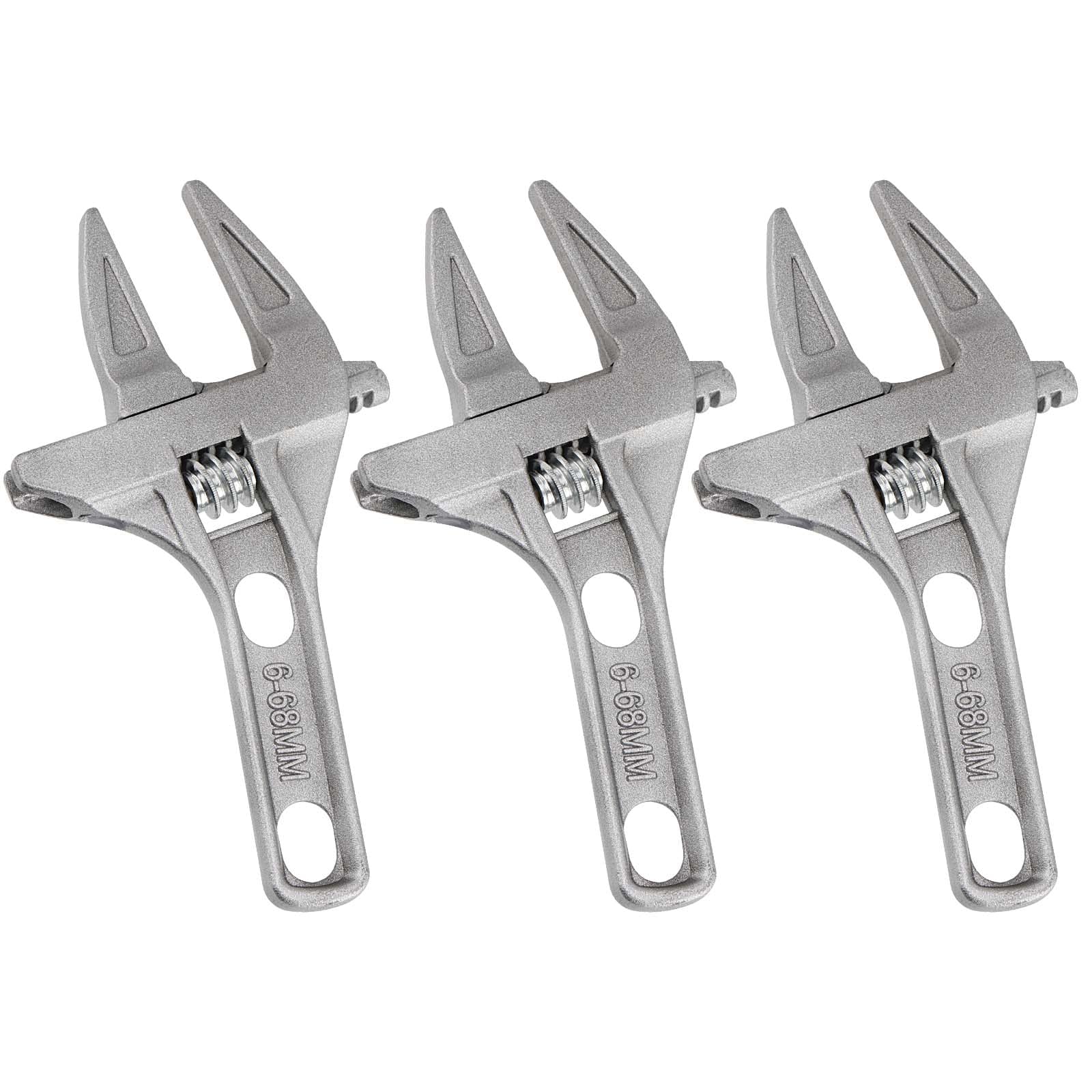 SEUNMUK 3 Pcs 6-68mm Adjustable Spanner Wrench, Opening Wide Jaw Spanners with Short Handle, Aluminum Alloy Ultra-Thin Shifting Spanner Plumbing Wrench for Bathroom Washbasin