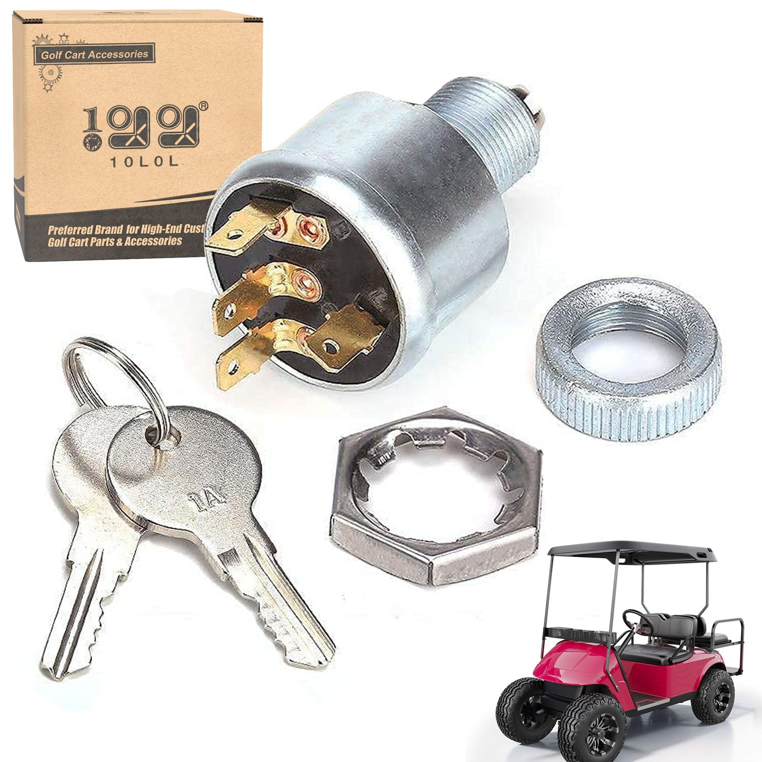 Photo 1 of 10L0L Uniquely Keyed Starter Ignition Switch for EZGO TXT, Medalist, Marathon, Workhorse, ST, Shuttle Golf Cart, 4 Terminals, OEM# 33639-G01 33639G01, 33639-G03 33639G03