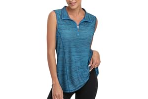Viracy Women's Zip Up Golf Workout Tank Tops Sleeveless Quick Dry Athletic Polo Shirts