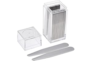 Jovivi 36pc Stainless Steel Collar Stays in Clear Plastic Box For Mens Dress Shirt, Order the Sizes You Need