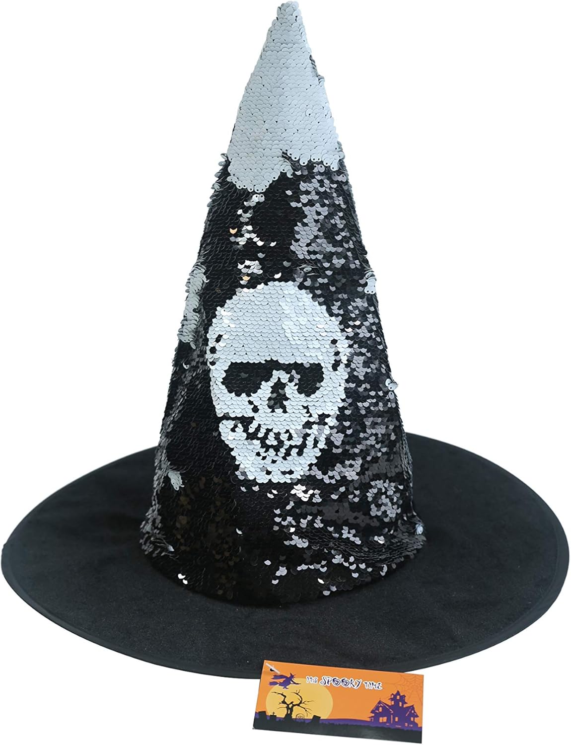 Reversible Sequin Witch Hat. Reversible Sequin Costume Party Hat. (Purple & Sliver): Clothing