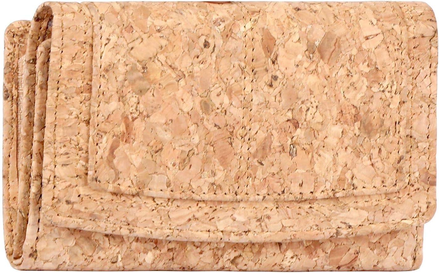 Hudson & JamesLadies Designer Hudson & James Cork Vegan RFID Blocking Shield Compact Card Holder Wallet Purse Multi Credit Card Women Clutch Wallet with Zip Pocket (Cork 07 Plain)
