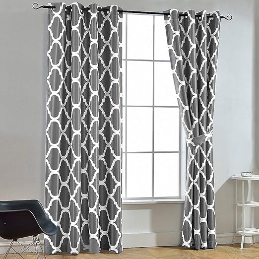 Melodieux Living Room Blackout Curtains Window Eyelet Curtain For Bedroom Thermal Insulated 72 Drop Drapes Grey W46 X L72 2 Panels