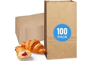 DECHOPAK Paper Lunch Bags, 4lb 100 Count Brown Paper Bag, Sacks Lunch Sandwich Bag for Kids Bulk Disposable Recycled Snacks Grocery Food Craft Bags for Small Business Size4