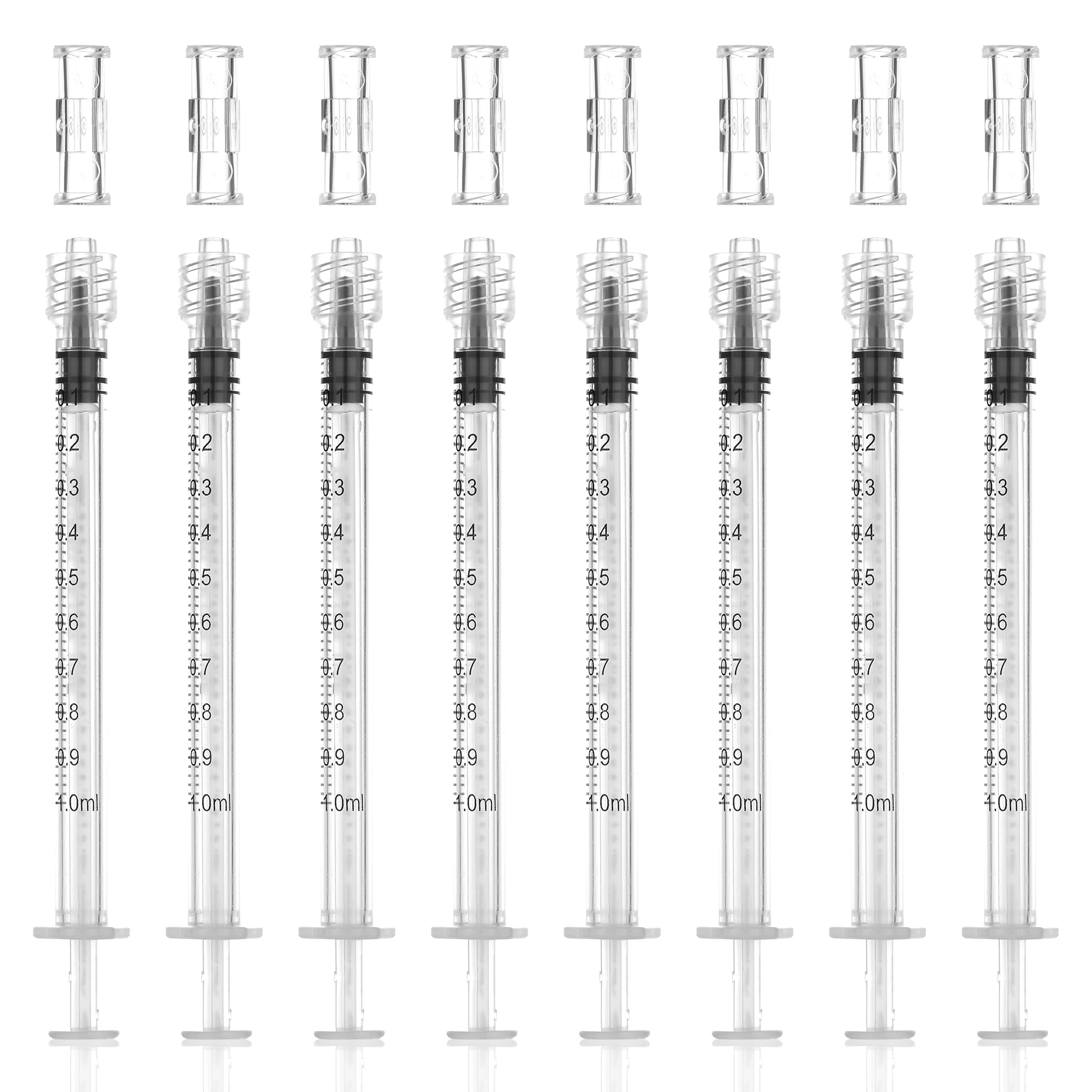 Photo 1 of 1 ml Luer Lock Syringe for Liquids, 10 Pcs Luer Connector, 10 Pack Syringe with Cap, Individually Wrapped
