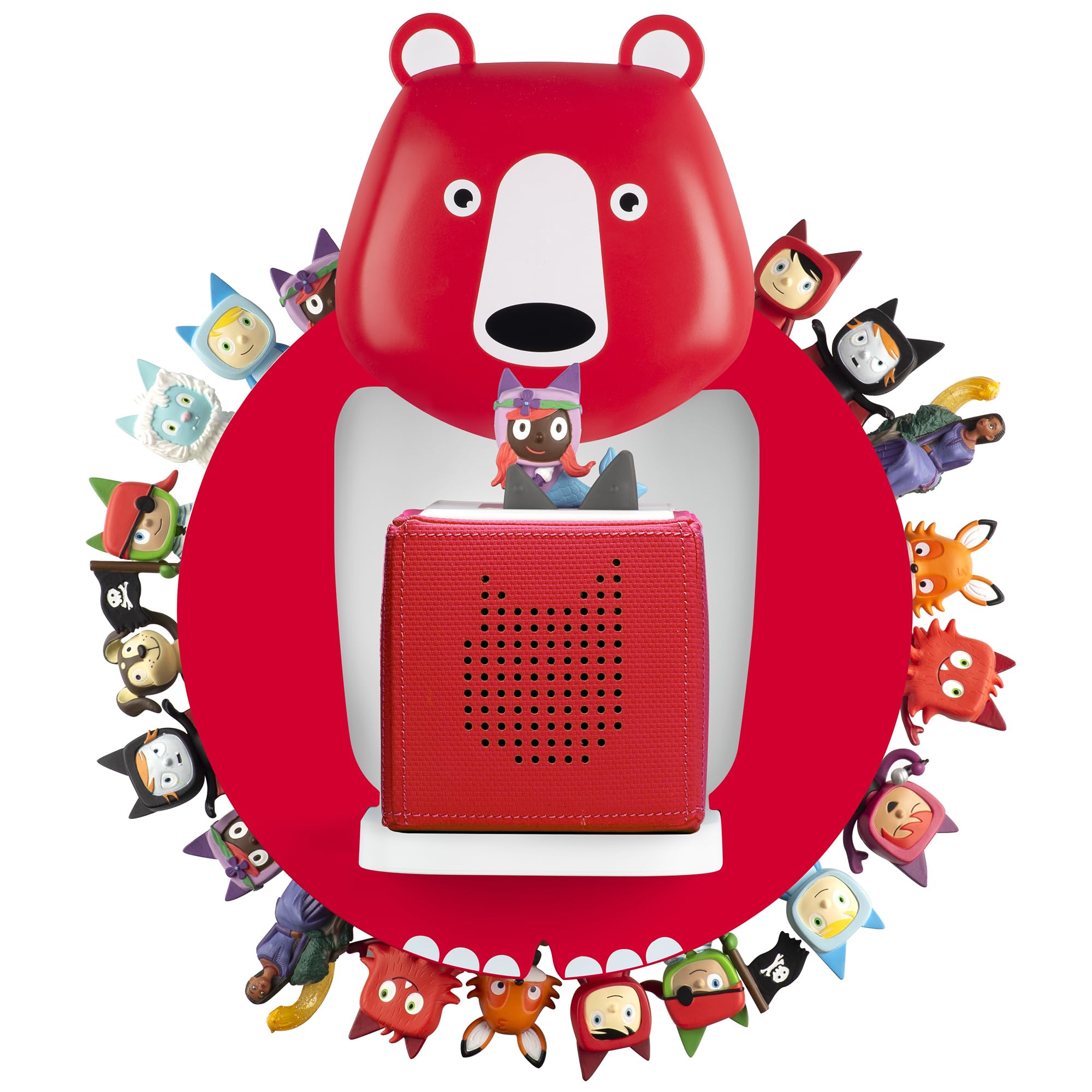 Xozoyo Tonies Shelf Wall Floating tonie Shelves for Toniebox, 30-48 Figures Storage Bear-Shaped tonies storage for Children's Rooms and Nurseries(Red)