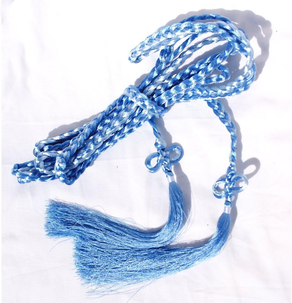 Waist Belt Chain Handmade Customized Ornamental Endless Knot with Tassel Fit All Size (Light Blue)