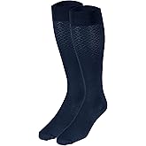 NuVein Women's Compression Socks, 15-20 mmHg Support, Diamond Knit Pattern, Over Calf Knee High, Navy, X-Large